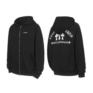 Chrome Hearts ‘Sailin On’ Triple Cross Cemetery Dagger Zip-up Hoodie