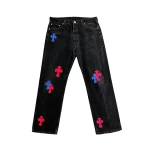 Chrome Hearts x Levi's 501 Custom 'Seoul' Exclusive Multi-Color Cross Patch Denim Jeans